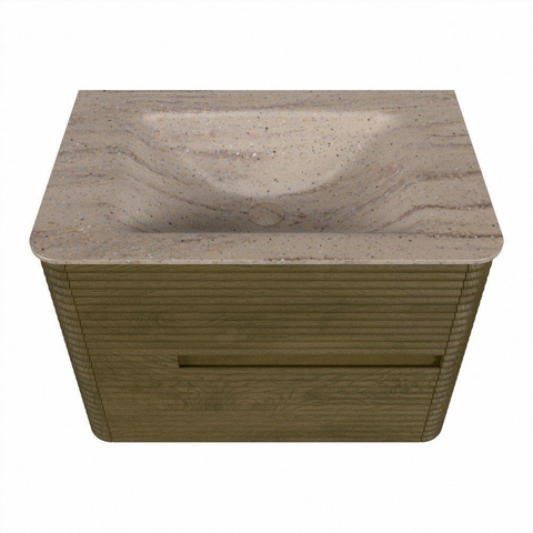 Mondiaz CIRO-DLUX Meuble de salle de bains - 70x45x50cm - Plan-vasque Solid surface Saba - 1 vasque centrale - sans trous de robinet - 2 tiroirs - Dusk SW1533347