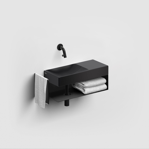 Clou Vale céramique lave-mains 45x19x7cm pré-percé trou de robinet à droite Noir mat SW451475