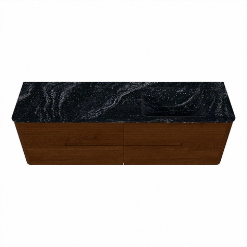 Mondiaz CIRO-DLUX Ensemble de meubles de salle de bains - 160x45x50cm - lavabo en solid surface Lava - 1 vasque à droite - sans trous de robinet - 4 tiroirs - Ruby SW1531599