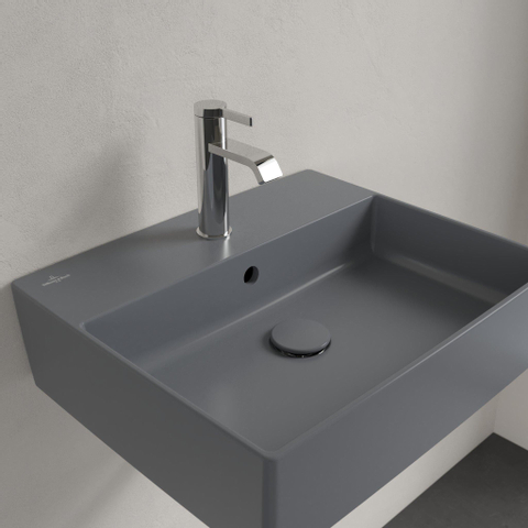 Villeroy & Boch memento 2.0 opzetwastafel - 50x42cm - 1 kraangat - met overloop CeramicPlus - Graphite (mat grijs) SW479728