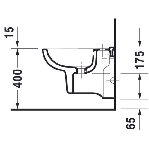 Duravit D-code Wandbidet - 350x350x480mm - 1 kraangat - met overloop - compact - wit 0315119