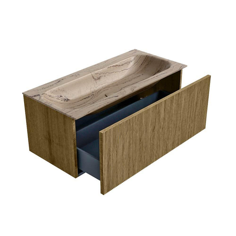 MONDIAZ KURVE-DLUX 100cm badmeubel kleur Dusk met 1 lade en 0 deuren. Wastafel BIG MEDIUM Midden zonder kraangat Arena. SW1431363