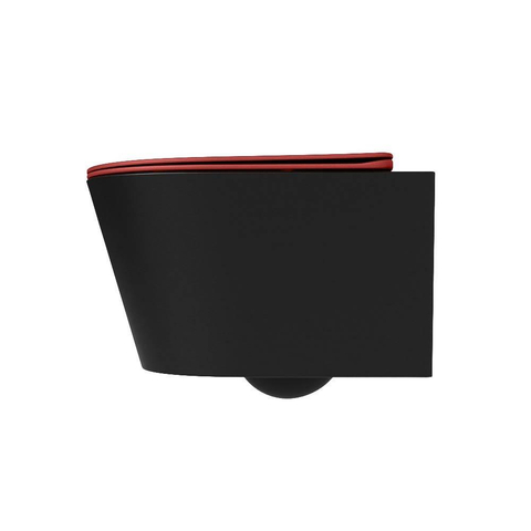 Mondiaz LAVIE WC suspendu – sans bride – 36 x 53 cm – avec abattant softclose – Urban (noir), abattant Fire (rouge) SW1208668