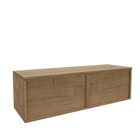Saniclass Holz Frame Meuble de salle de bain - 140x45x40cm - plan de toilette - sans trous de robinet - 2 tiroirs - Chêne Natural SW1436760
