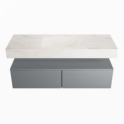 MONDIAZ ALAN - DLUX Badkamermeubelset - 130cm - onderkast - Plata - 2 lades - vrijhangende wastafel - wasbak midden - 0 kraangaten - Ostra SW807963