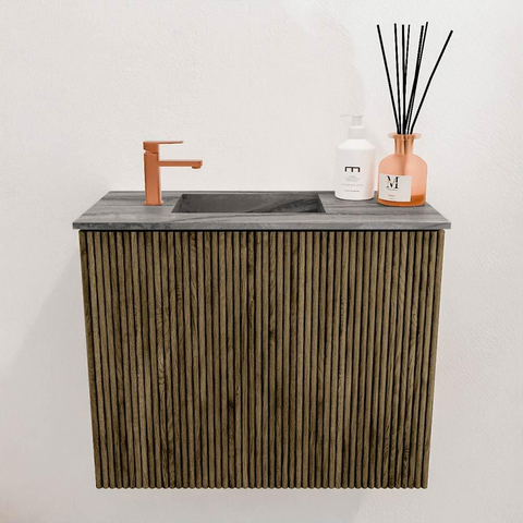 Mondiaz JOYA-DLUX 50cm toiletmeubel - kleur Dusk - Wastafel FAYE positie Links 1 kraangat kleur Sombra. SW1426118