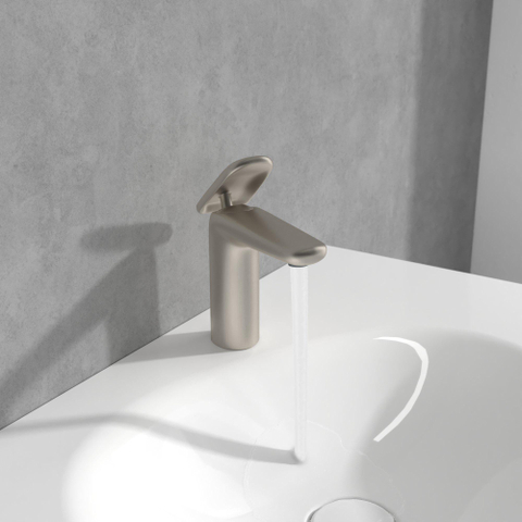 Villeroy & Boch Antao 1 greeps wastafelkraan - 140mm - met push open afvoergarnituur - Brushed Nickel (rvs) SW974161