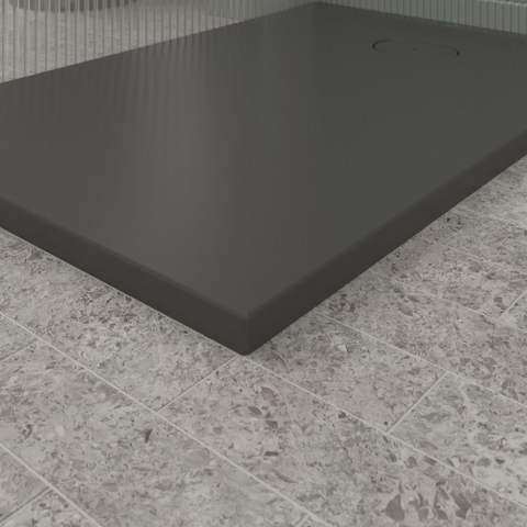 Villeroy & Boch Ecora douchebak - 120x80x3.5cm - afvoer korte zijde - anthracite (antraciet) SW1558996