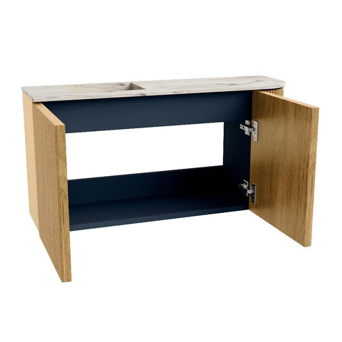 Mondiaz JOYA-DLUX 81.6cm toiletmeubel - ronding rechts kleur Oak - Wastafel FAYE positie Links Zonder kraangat kleur Nata. SW1424069