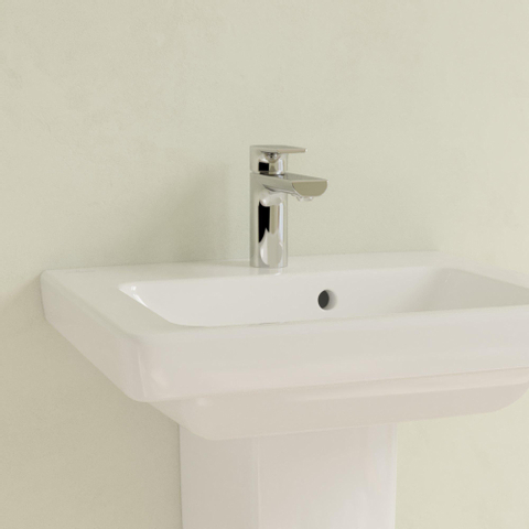 Villeroy & Boch Subway 2.0 fontein - 50x40cm - 1 kraangat - met overloop CeramicPlus - White Alpine (glans wit) 1024200