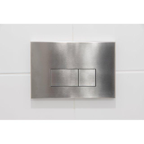 Duravit Me by Starck Ensemble WC – réservoir encastré avec mécanisme de chasse UP320 – abattant à fermeture ralentie (soft-close) – plaque de commande en acier inoxydable – boutons rectangulaires – acier inoxydable SW1574316