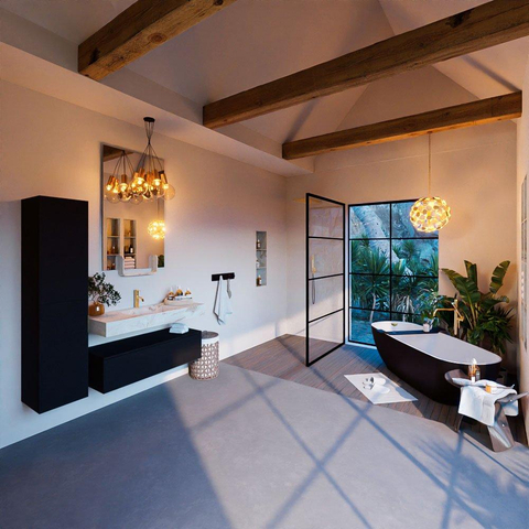 Mondiaz ALAN-DLUX Ensemble de meuble - 110cm - meuble Urban mat - 1 tiroir - Lavabo Cloud Frappe suspendu - vasque Centre - 1 trou de robinet SW804700