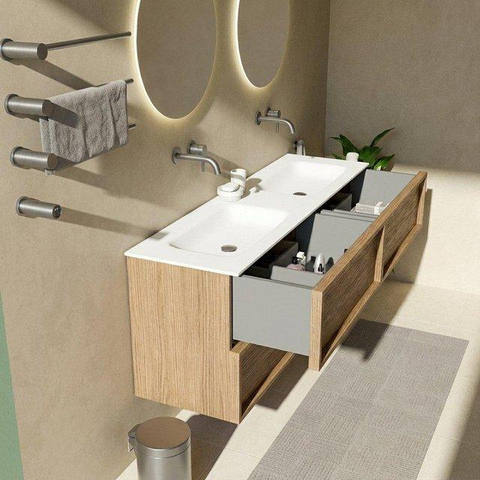 Saniclass Holz Frame Meuble sous vasque - 160x45x60cm - 4 tiroirs - chêne naturel SW1578620