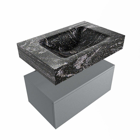 Mondiaz ALAN-DLUX Ensemble de meuble - 70cm - meuble Plata mat - 1 tiroir - Lavabo Cloud Lava suspendu - vasque Centre - 1 trou de robinet SW808503