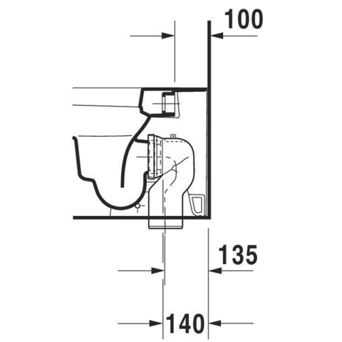 Duravit Happy D.2 Closetpot - diepspoel staand - back-to-wall - 36.5x57cm - inclusief bevestiging afvoer horizontaal - wit SW54349