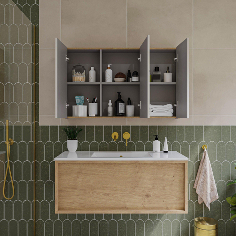 Saniclass Holz Atelier armoire de toilette – 100 x 63 x 16 cm – avec panneaux latéraux – Chêne natural SW1470585