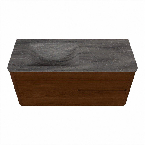 Mondiaz CIRO-DLUX Ensemble de meubles de salle de bains - 110x45x50cm - Plan vasque Solid surface Oza - 1 vasque à gauche - 1 trou de robinet - 2 tiroirs - Ruby SW1532083