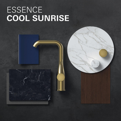 Grohe Essence New Wastafelkraan Opbouw - uitloop 17.9cm - XL-size hoge draaibare uitloop - EcoJoy - brushed cool sunrise (goud) SW98765