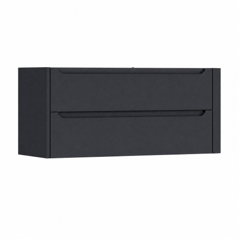H&R Badmeubelen Juice Meuble sous vasque - 120x45x50cm - angle droit arrondi - 2 tiroirs - poignée intégrée - Bleu foncé mat SW1489672