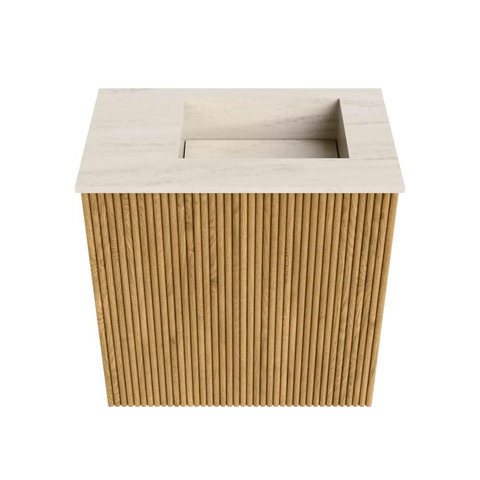 Mondiaz JOYA-DLUX 40cm toiletmeubel - kleur Oak - Wastafel FAYE positie Rechts 1 kraangat kleur Meli. SW1423933