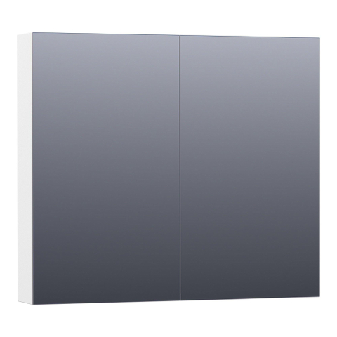 BRAUER Impress armoire de toilette – 80 x 70 x 15 cm – 2 portes, portes-miroir double face – Blanc mat SW393105