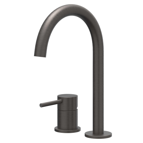 IVY Concord Mitigeur de lavabo - 2 trous - montage sur plage - bec - coldstart - Inox 316 - noir carbone brossé PVD SW1030799