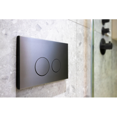 QeramiQ Push Metal Bedieningsplaat - voor Geberit UP320 inbouwreservoir - dualflush - ronde knoppen - metaal gunmetal OUTLETSTORE STORE43727