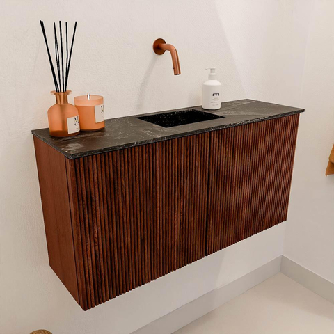 Mondiaz JOYA-DLUX 80cm toiletmeubel - kleur Ruby - Wastafel FAYE positie Midden Zonder kraangat kleur Lava. SW1423619