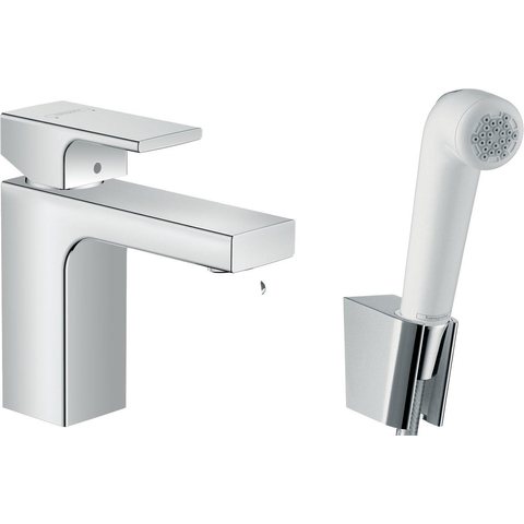 Hansgrohe Vernis Shape 1 greeps wastafelkraan - 100 zinc - handdouche en doucheslang - 160cm - hoogglans chroom SW651338