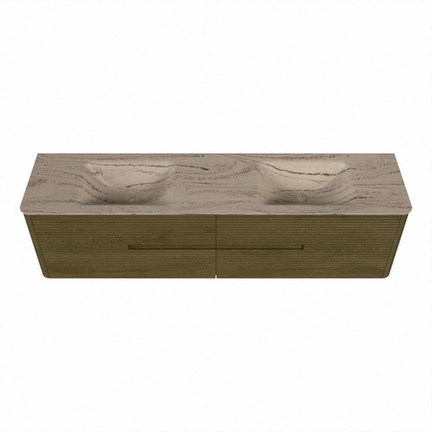 Mondiaz CIRO-DLUX Meuble de salle de bains - 190x45x50cm - Plan vasque solid surface Arena - 2 vasques Double - 2 perçages de robinetterie - 4 tiroirs - Dusk SW1533128