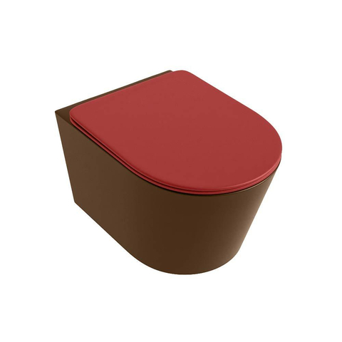 Mondiaz LAVIE hangtoilet – spoelrandloos – 36 x 53 cm – met softclose zitting – Rust (bruin), zitting Fire (rood) SW1208622