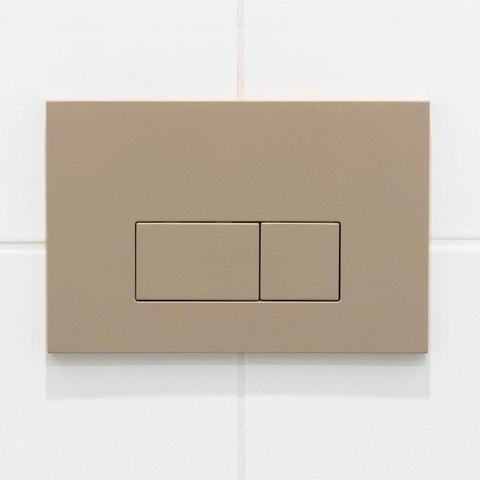 Adema Salina 2.0 Ensemble de WC - 48.5x36x32cm - cuvette profonde - sans bride - réservoir encastré QeramiQ - softclose - quickrelease - abattant WC - plaque de commande en plastique taupe - boutons rectangulaires - blanc SW1474576