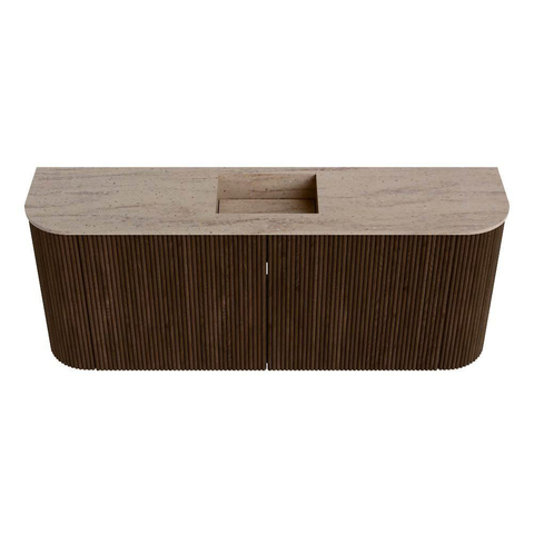 Mondiaz JOYA-DLUX 103.2cm toiletmeubel - ronding links en rechts kleur Walnut - Wastafel FAYE positie Midden 1 kraangat kleur Saba. SW1424707