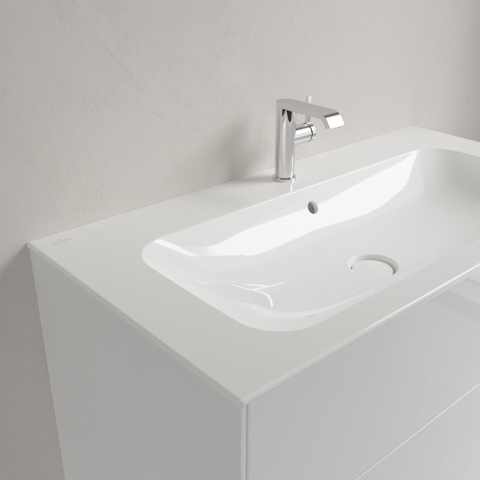 Villeroy & Boch finion meubelwastafel - 1 kraangat - 100x50cm CeramicPlus - met verdekte overloop - White Alpine (glans wit) SW106530
