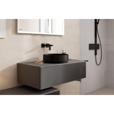 Hansgrohe Metropol 1 greeps wastafelkraan - afbouwdeel - met voorsprong 225 mm en afvoerplug - mat zwart SW358665