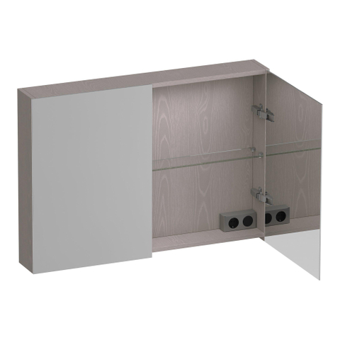 BRAUER Impress Deluxe armoire de toilette miroir - 100x70x15cm - éclairage intérieur et extérieur - 2 portes miroir double face - Timber Greige SW1198936