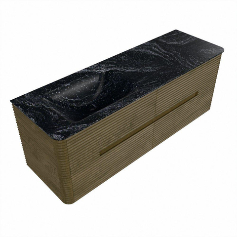Mondiaz CIRO-DLUX Badkamermeubelset - 140x45x50cm - Solid surface wastafel Lava - 1 wasbak Links - zonder kraangaten - 4 lades - Dusk SW1533043