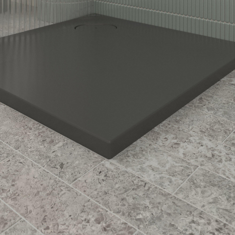Villeroy & Boch Ecora douchebak - 80x80x3.5cm - hoekafvoer - anthracite (antraciet) SW1558888