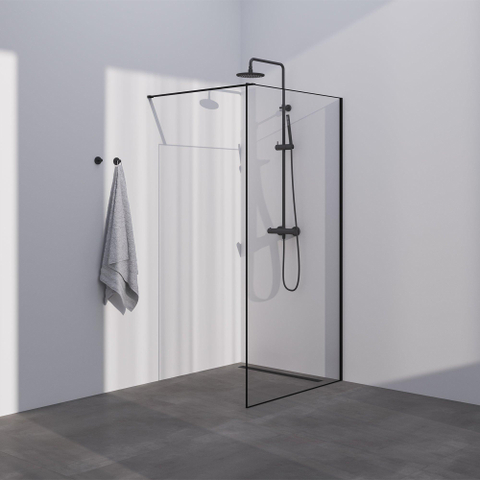 Brauer Season Douche à l'italienne - 100x200cm - verre clair avec cadre - Noir SW1039044