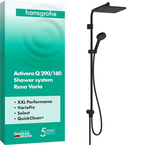Hansgrohe Activera Q doucheset - 29x18cm - ecosmart - mat zwart SW1566667