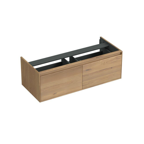 Forzalaqua Reno 2.0 meuble sous-lavabo 120x51x40cm avec 2 tiroirs sans poignées à fermeture douce Chêne massif Oyster SW492350