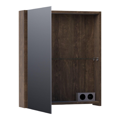 BRAUER Impress armoire de toilette – 59 x 70 x 15 cm – ouverture à gauche, porte-miroir double face – Grove (noyer) SW393062