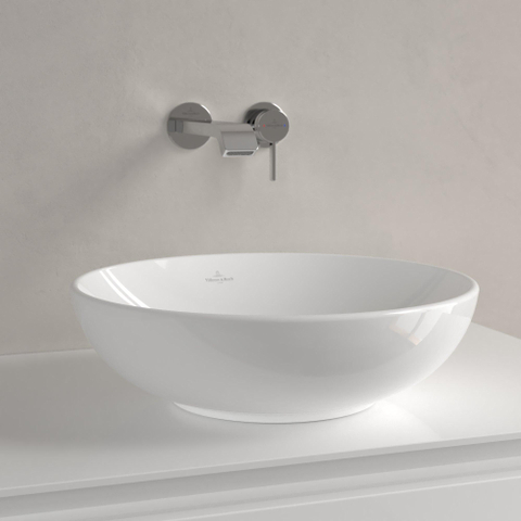 Villeroy & Boch Loop & Friends opzetwastafel - 42x42cm - zonder kraangat - met overloop - White Alpine (glans wit) SW644079