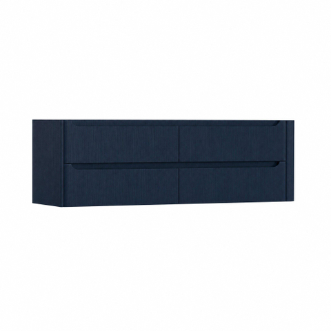 H&R Badmeubelen Juice Wastafelonderkast - 160x45x50cm - rechterhoek afgerond - 4 lades - geïntegreerde greep - blue oak SW1490791