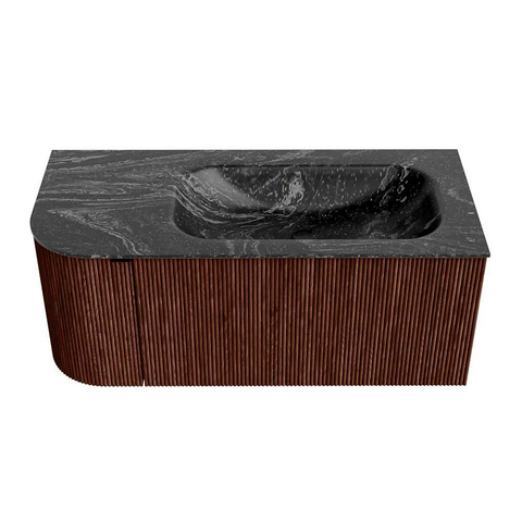 Mondiaz KURVE-DLUX ensemble de meubles de salle de bains - 105x46x40cm - 1 tiroir - 1 porte - lavabo solid surface - droit - sans trou de robinet - Ruby SW1416025