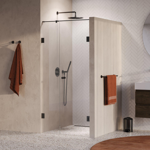 BRAUER Void Carving porte de douche - 100x200cm - porte pivotante 60cm côté mur - PVD - gunmetal brossé (anthracite) SW1418176