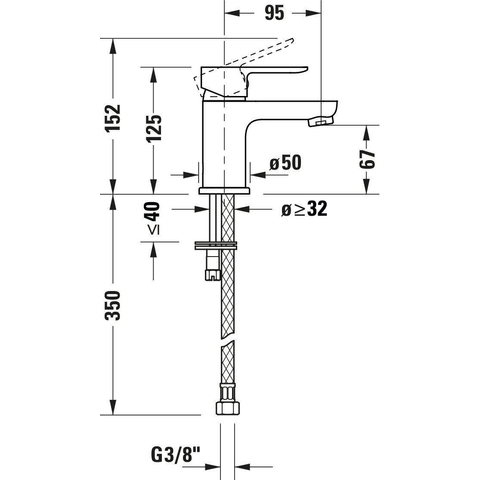 Duravit A.1 1 greeps wastafelmengkraan - 137x43x125mm - hoogglans chroom SW420798