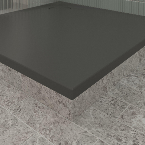Villeroy & Boch Ecora douchebak - 100x100x3.5cm - hoekafvoer - anthracite (antraciet) SW1559002