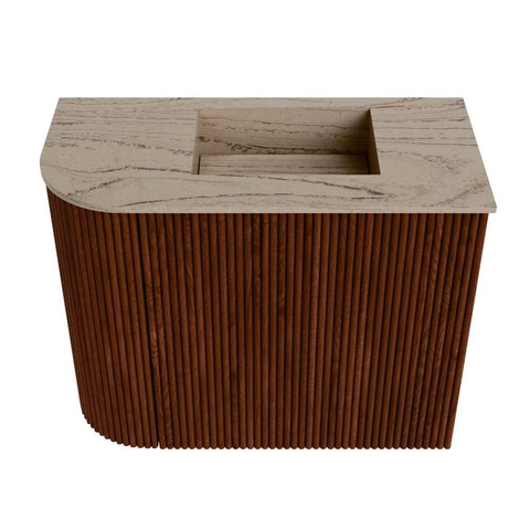 Mondiaz JOYA-DLUX Meuble de toilette 51,6cm - arrondi gauche couleur Ruby - Lavabo FAYE position Droite Sans trou de robinet couleur Arena SW1425284