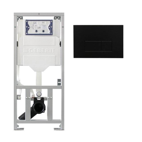 Geberit Réservoir encastré UP320 avec plaque de commande QeramiQ metal - double chasse - boutons rectangulaires - métal noir mat SW976084